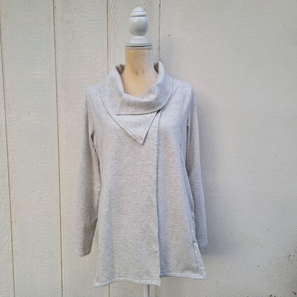 soft surroundings split cowl neck single button cardigan Sz M Pockets Comfy - Picture 1 of 7
